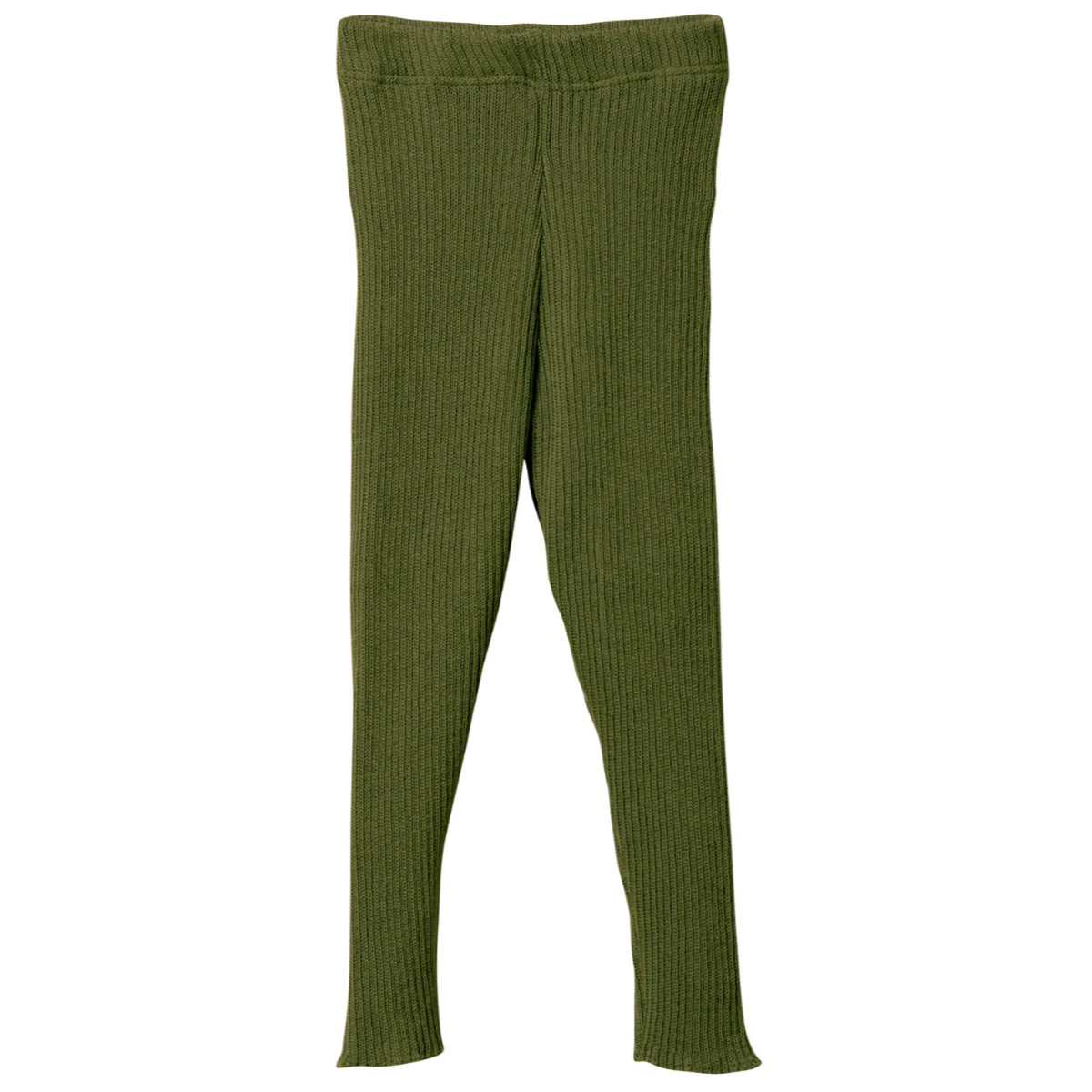 Leggings a costine in lana biologica - Oliva