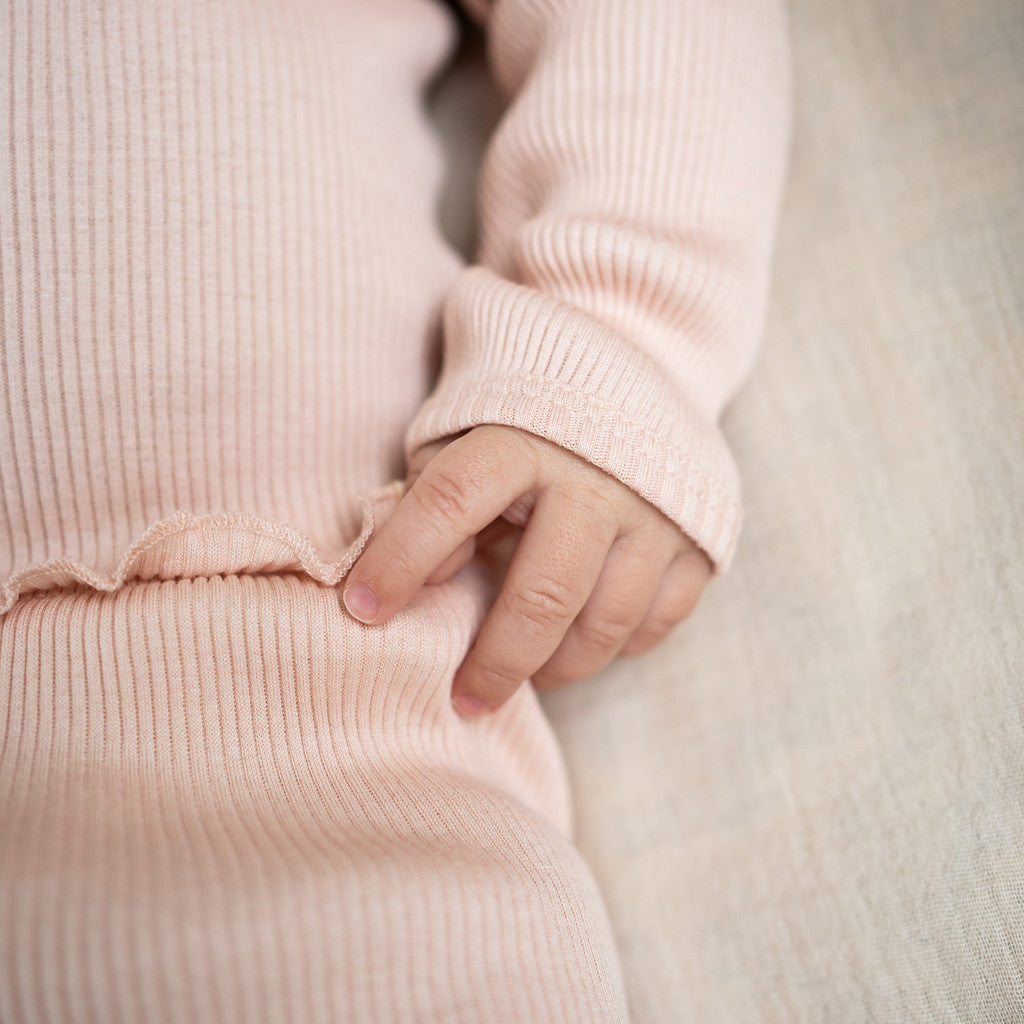 Maglia baby a manica lunga in Seta e Cotone - Rosa