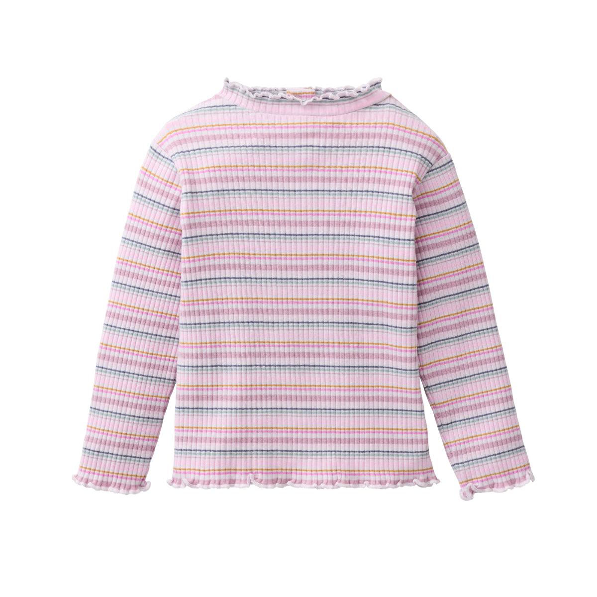 Maglia a manica lunga in cotone biologico - Righe Rosa