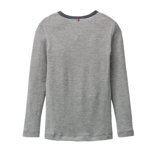 Maglia a manica lunga lana seta - Righe Antracite