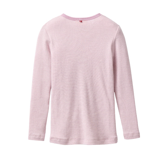 Maglia a manica lunga lana seta - Righe Lilla