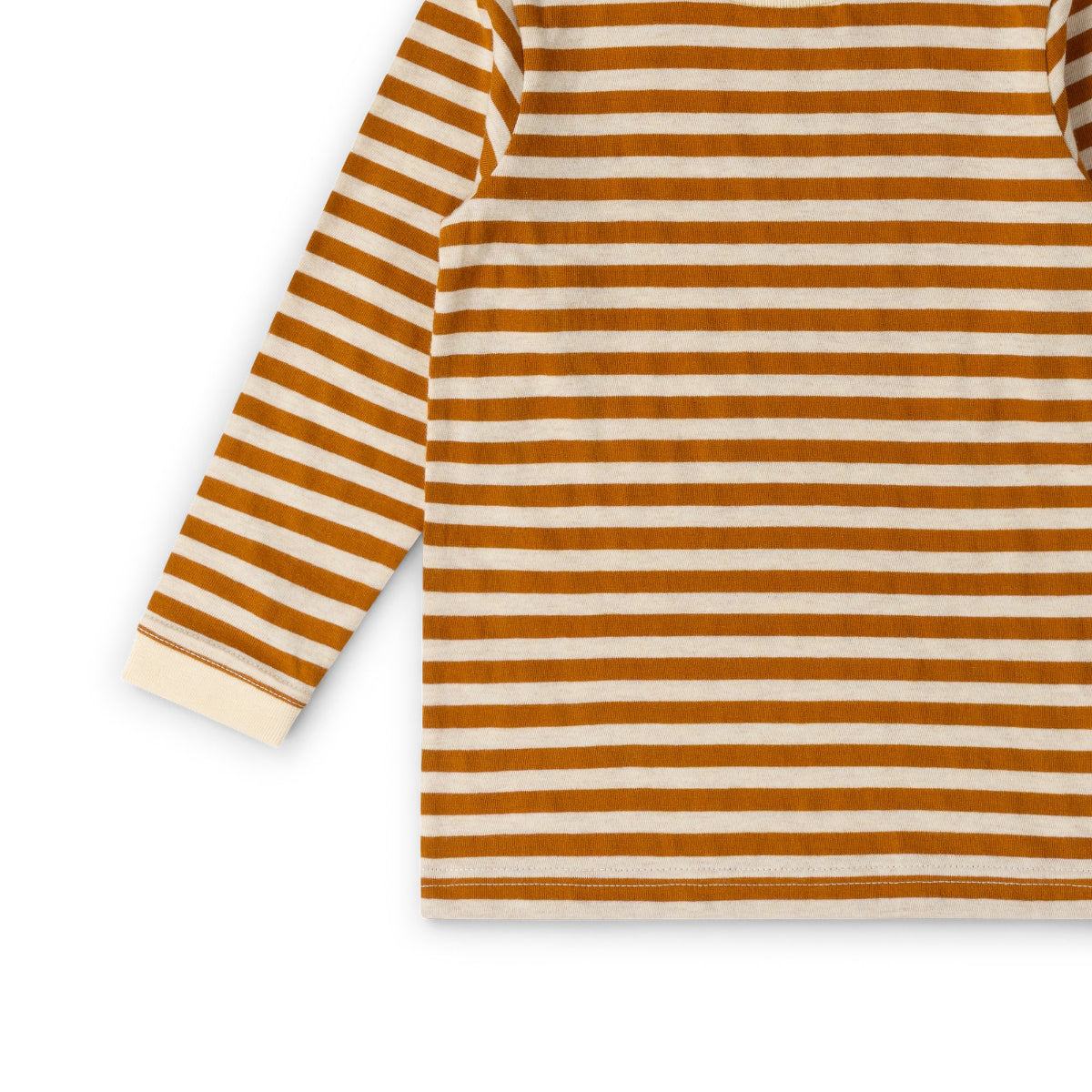 Maglia manica lunga in Cotone Biologico - Righe Albicocca
