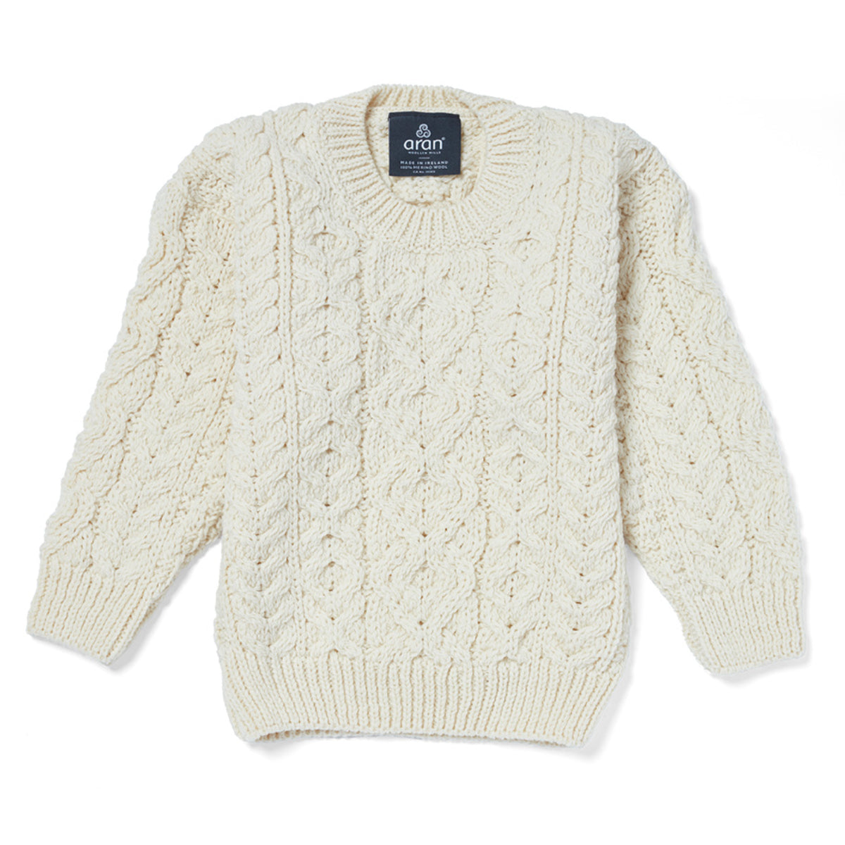 Maglioncino Aran in Lana Irlandese - Bianco