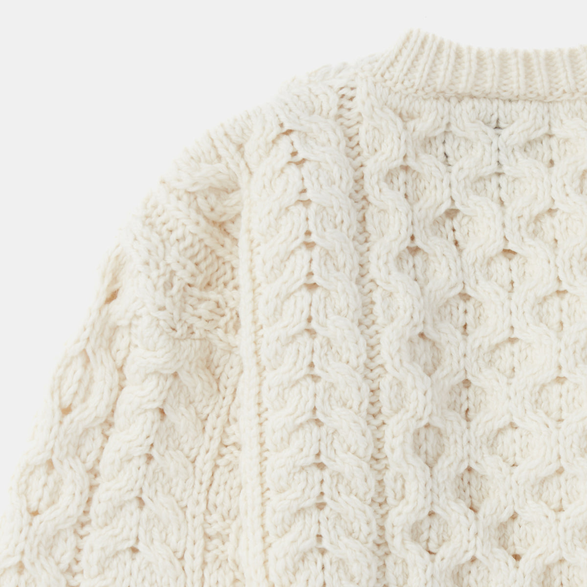 Maglioncino Aran in Lana Irlandese SuperSoft Merino - Bianco