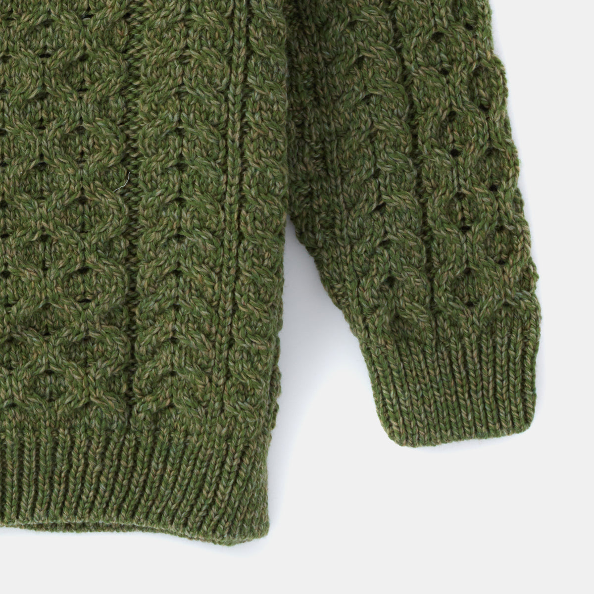 Maglioncino Aran in Lana Irlandese SuperSoft Merino - Oliva