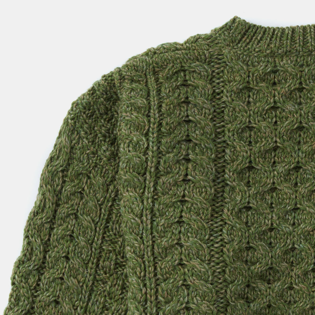 Maglioncino Aran in Lana Irlandese SuperSoft Merino - Oliva