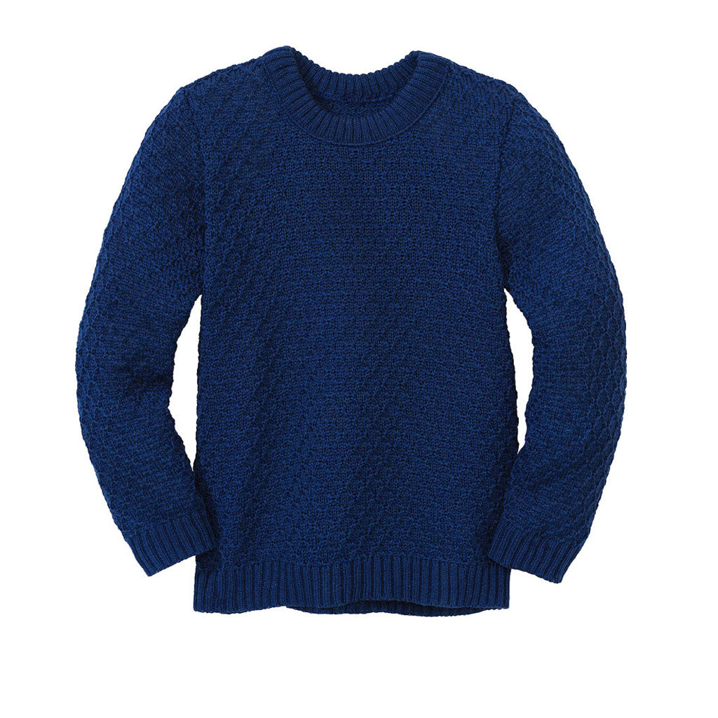Maglioncino lavorato in lana merino - Navy