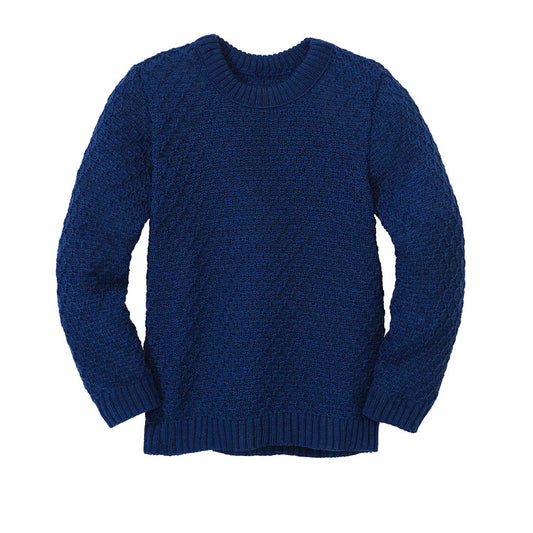 Maglioncino lavorato in lana merino - Navy