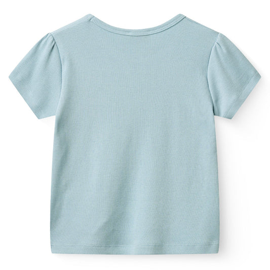 T-shirt in Modal e Cotone - Blu Polvere