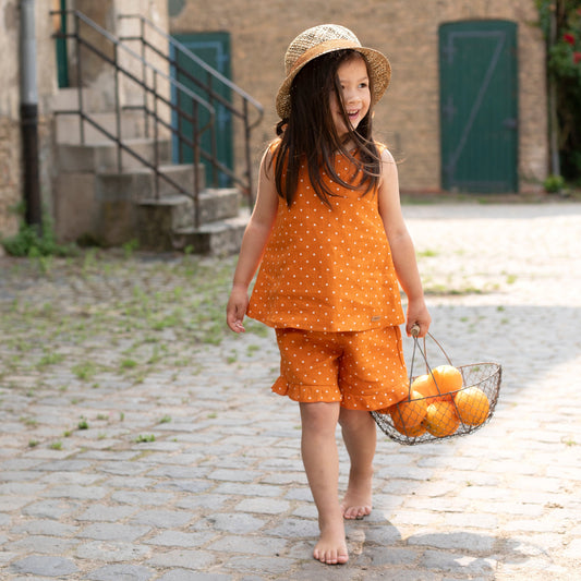 Pantaloncini 100% Lino Frill - Papaya