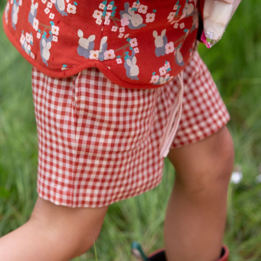 Shorts in Cotone Biologico - Vichy Rosso