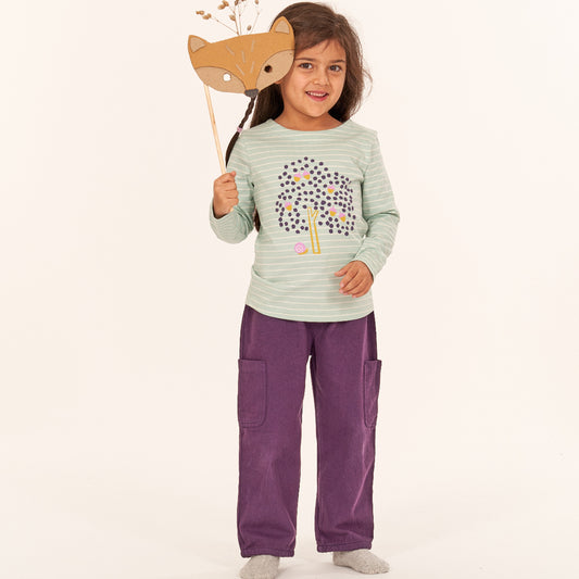 Pantaloni in Cotone Biologico Cargo - Viola
