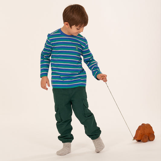 Pantaloni in Cotone Biologico Cargo - Verde
