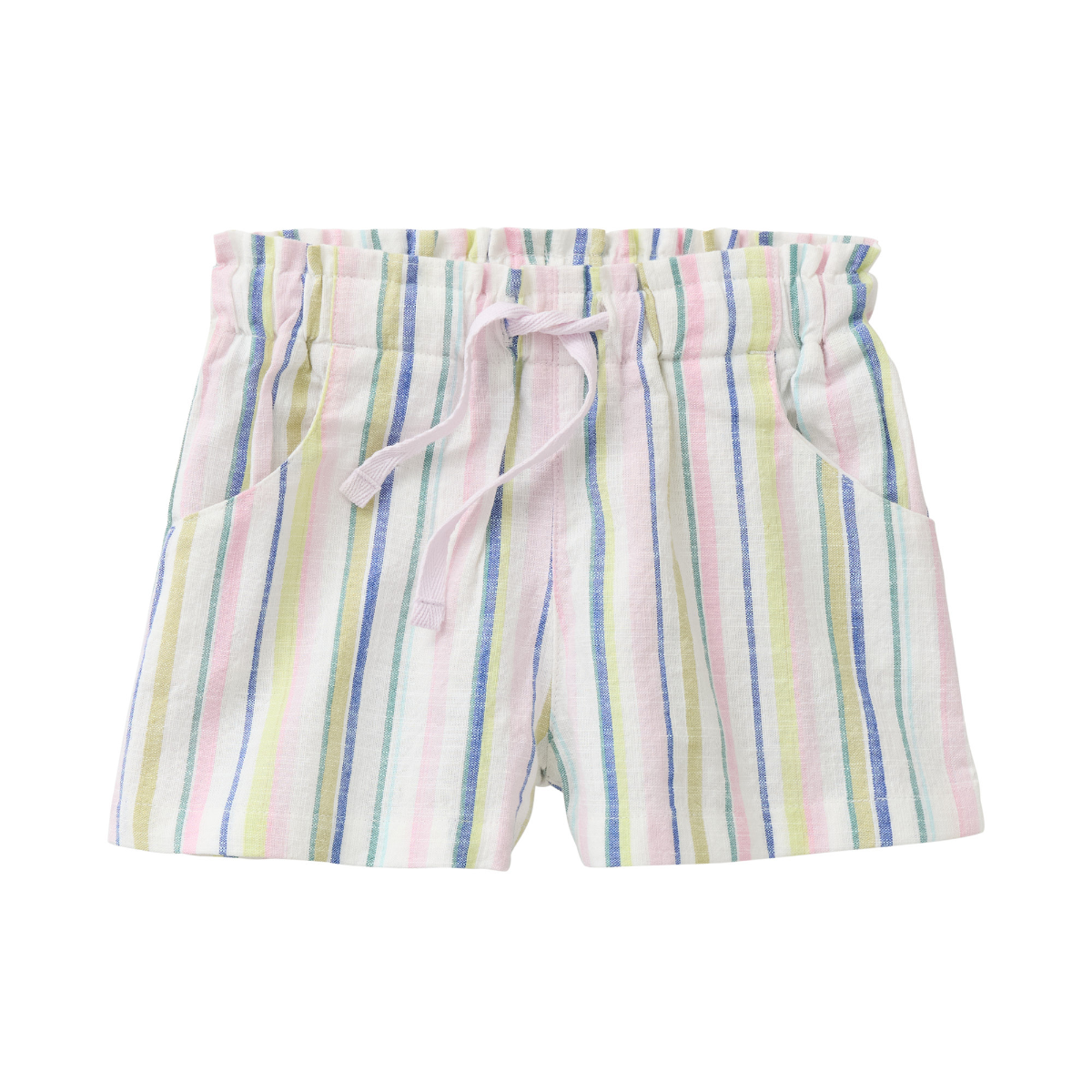 Shorts in cotone biologico - Righe Blu/Malva