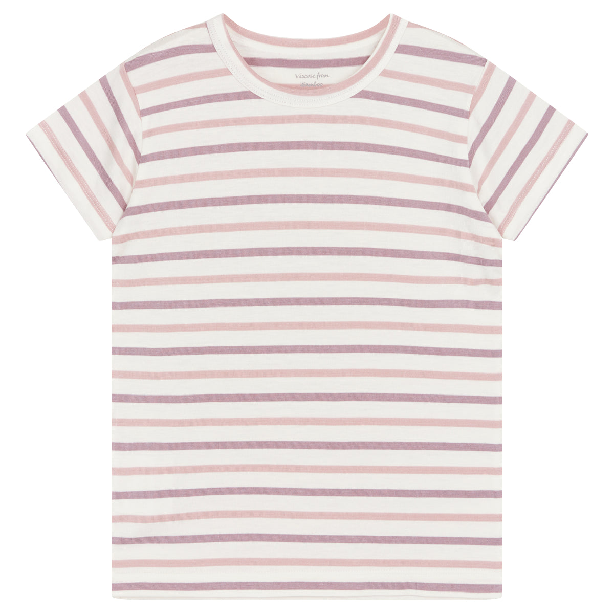 T-shirt in Bamboo - Righe malva