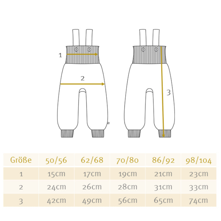 Pantaloni salopette in lana biologica - Bianco