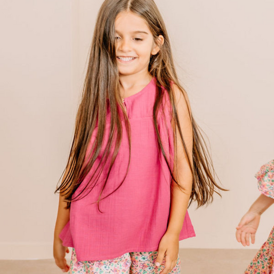 Top in Mussola di Cotone Biologico - Magenta