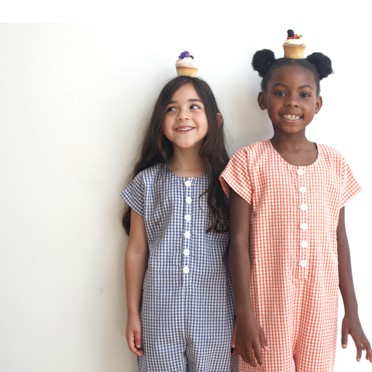 Tuta in Cotone Biologico - Quadri Blu