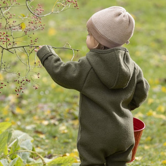 Tuta da esterno in Lana Cotta biologica - Oliva