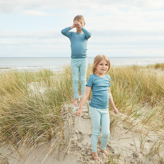 Maglia a manica lunga in Seta e Cotone - Azzurro