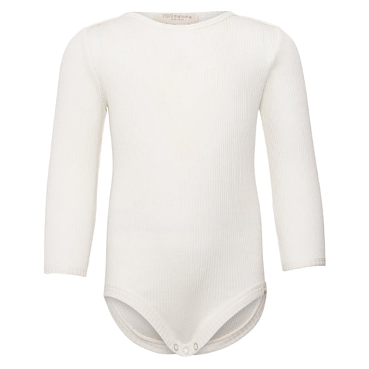 Body manica lunga in Seta e Cotone - Bianco