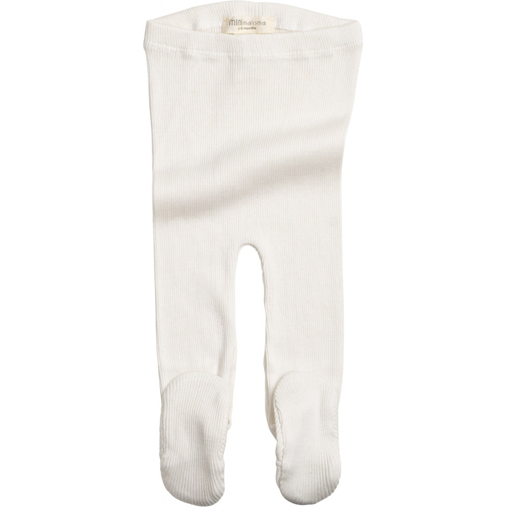 Pantaloni neonato con piedini in Seta e Cotone - Bianco