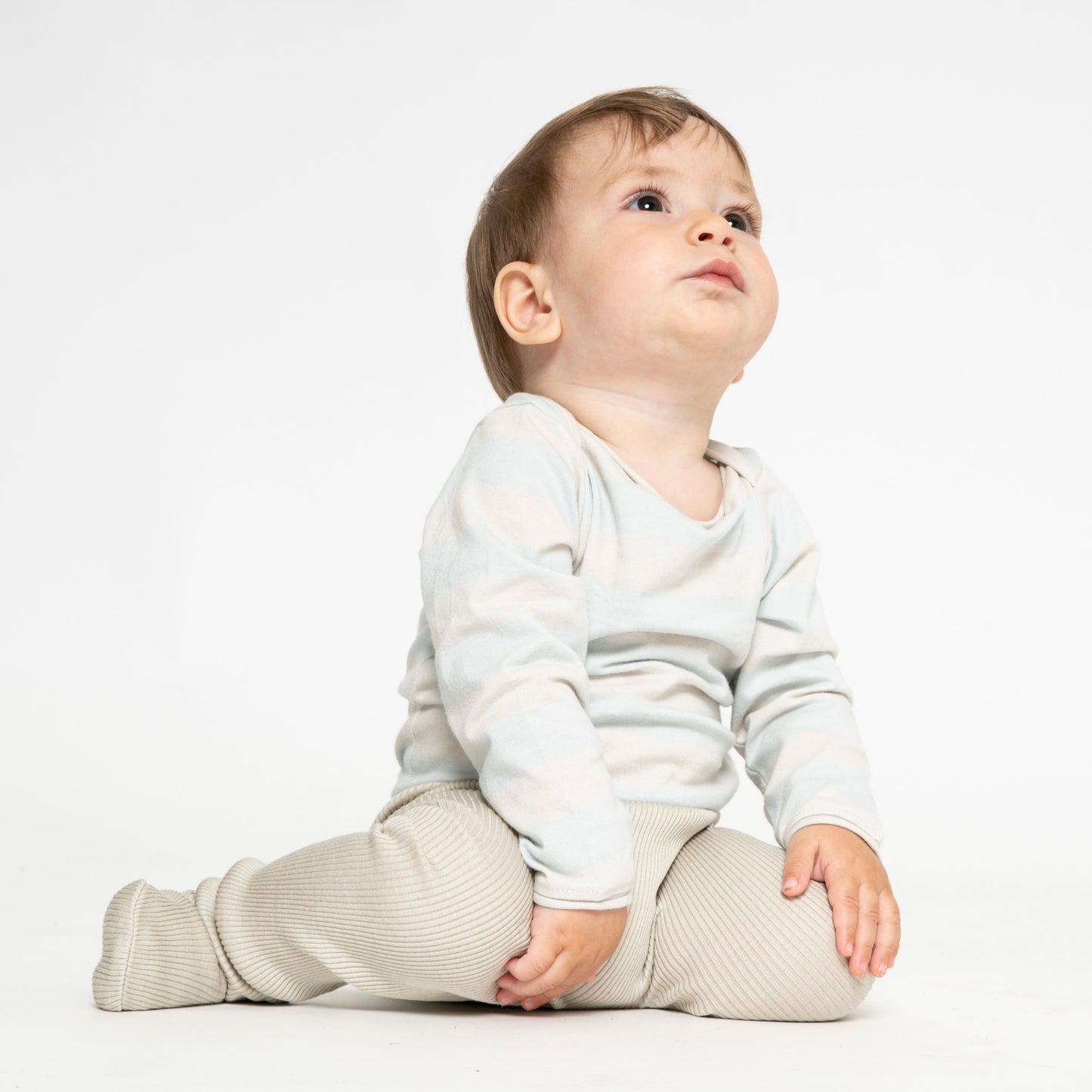 Pantaloni neonato con piedini in Seta e Cotone - Sabbia