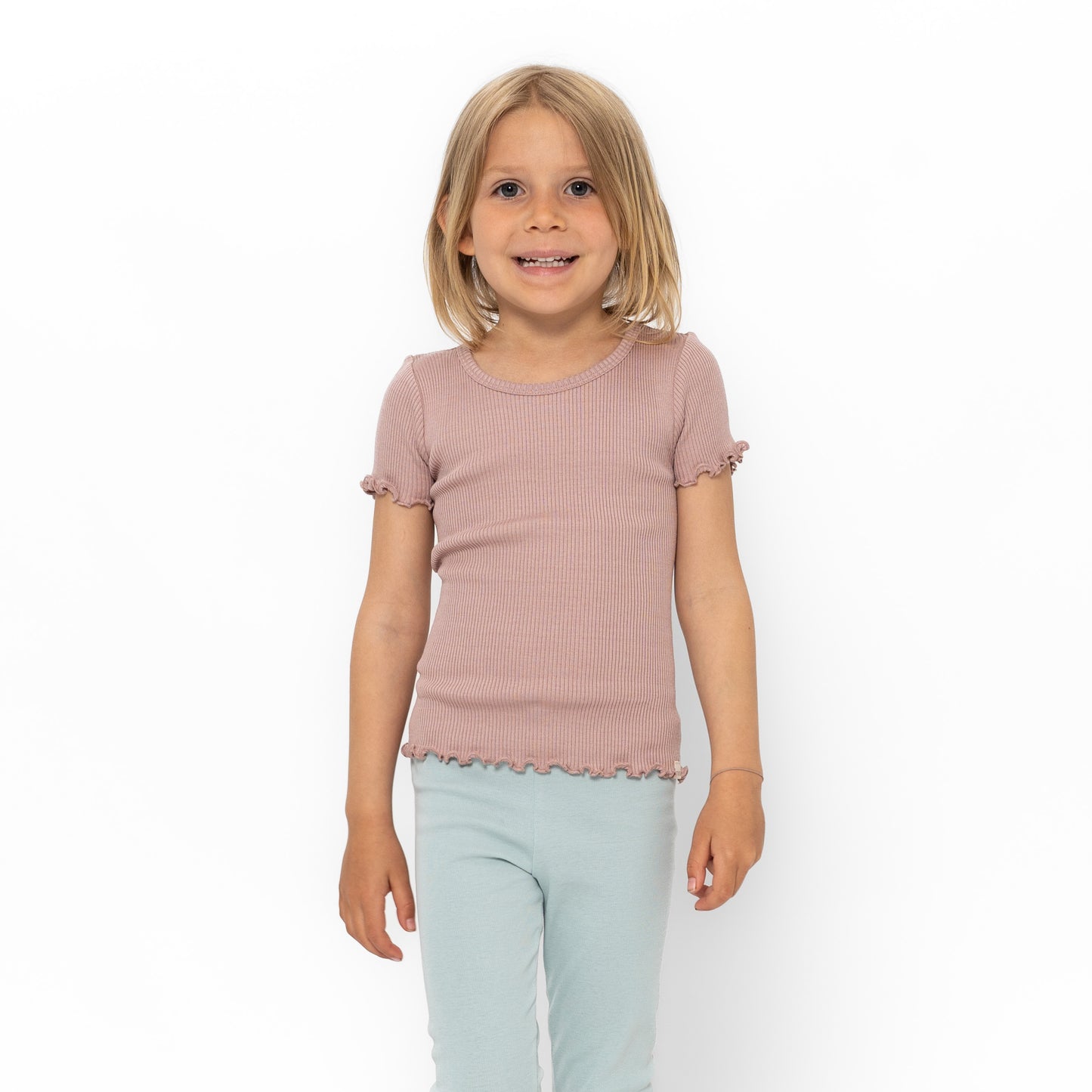 Maglia a manica corta in Seta e Cotone - Dusty Rose