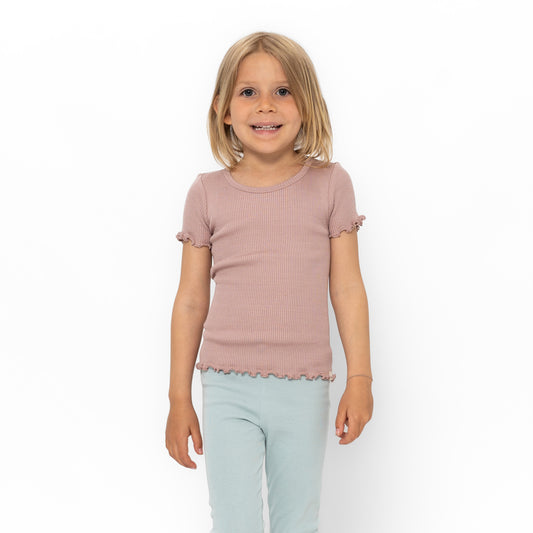 Maglia a manica corta in Seta e Cotone - Dusty Rose