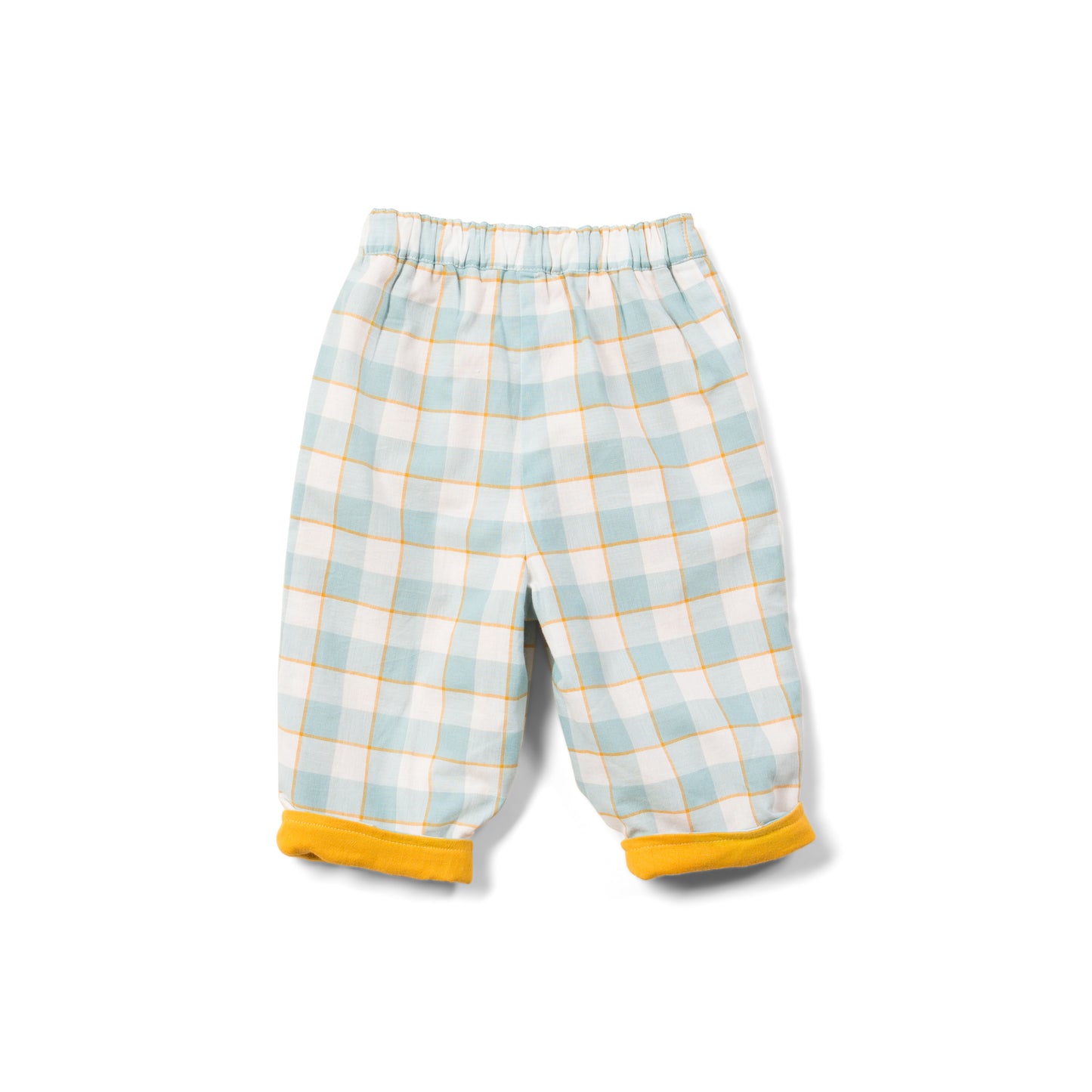 Pantaloni reversibili - Giallo/fantasia a quadri Celeste