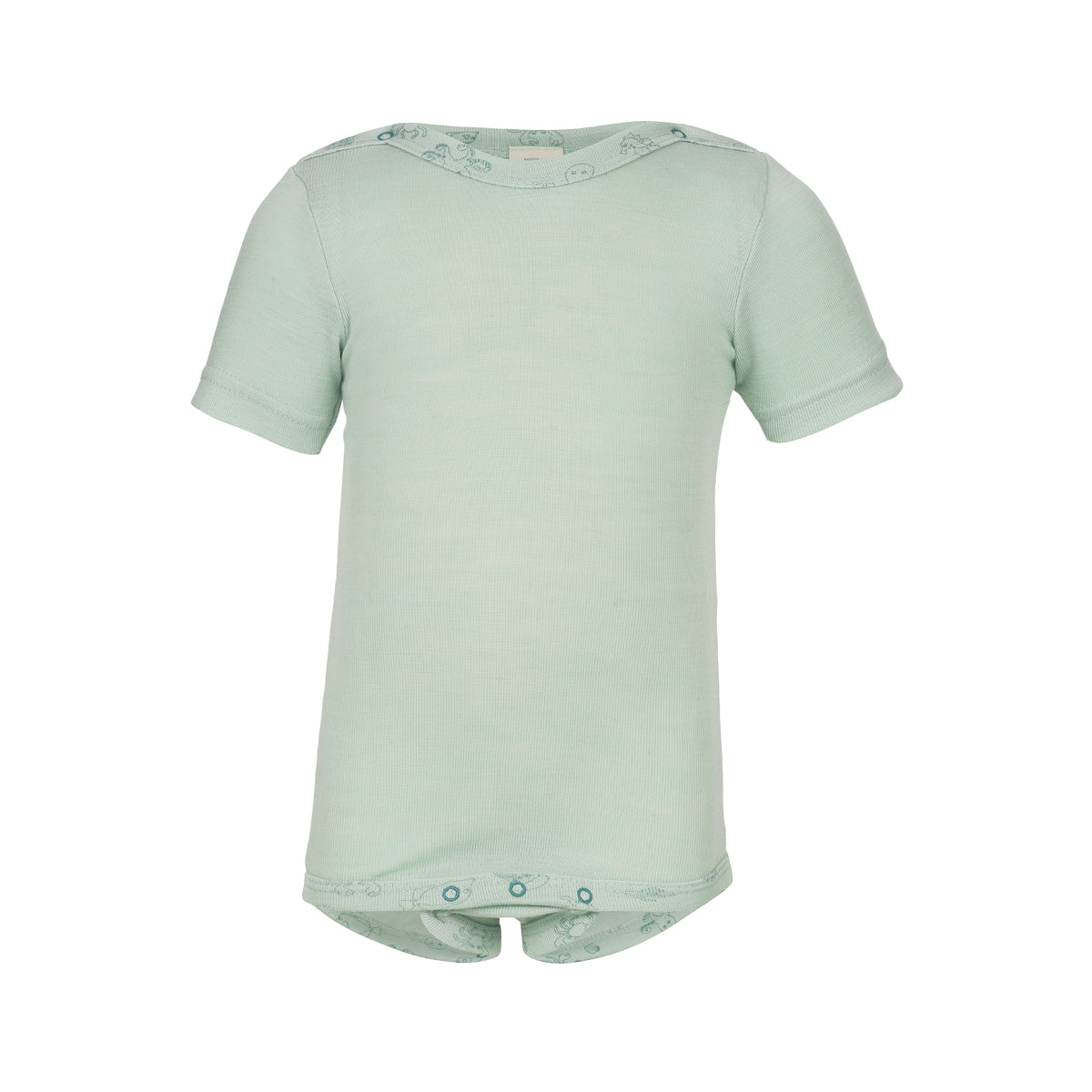 Body manica corta lana seta verde menta