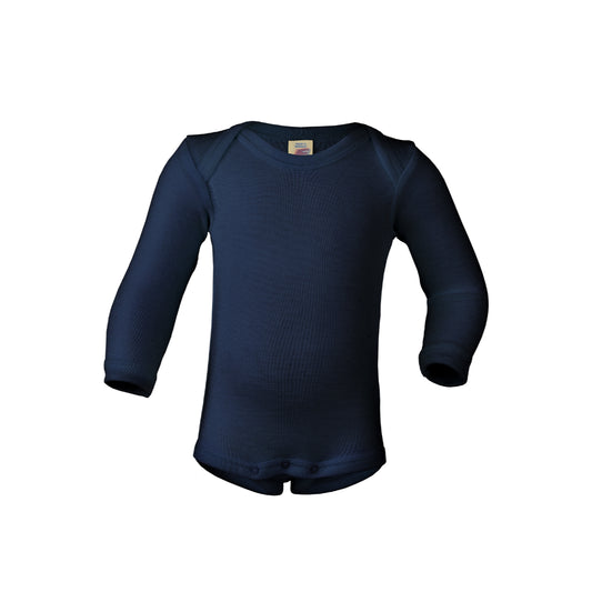 Body manica lunga lana seta blu