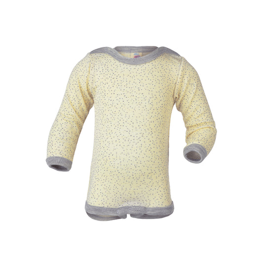 Body manica lunga lana seta Bianco Naturale/Grigio