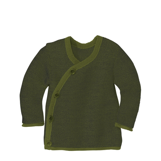 Cardigan con allacciatura kimono Oliva/Antracite mélange