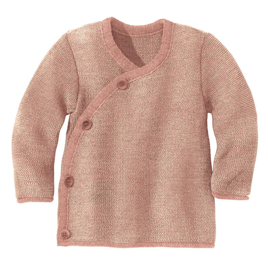 Cardigan con allacciatura kimono - Rosa mélange