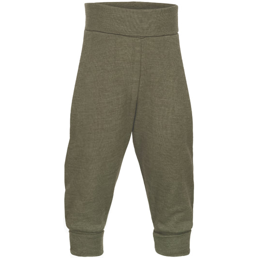 Pantaloni harem lana e seta Oliva