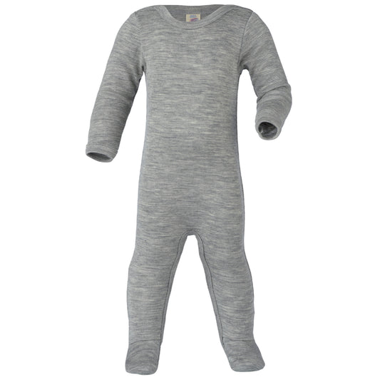 Tutina con piedini in lana e seta Grigio