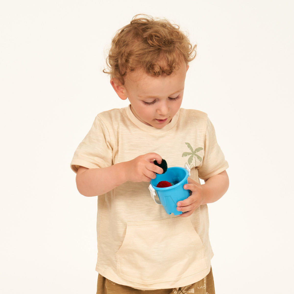 T-Shirt in Cotone Biologico con tascona - Beige