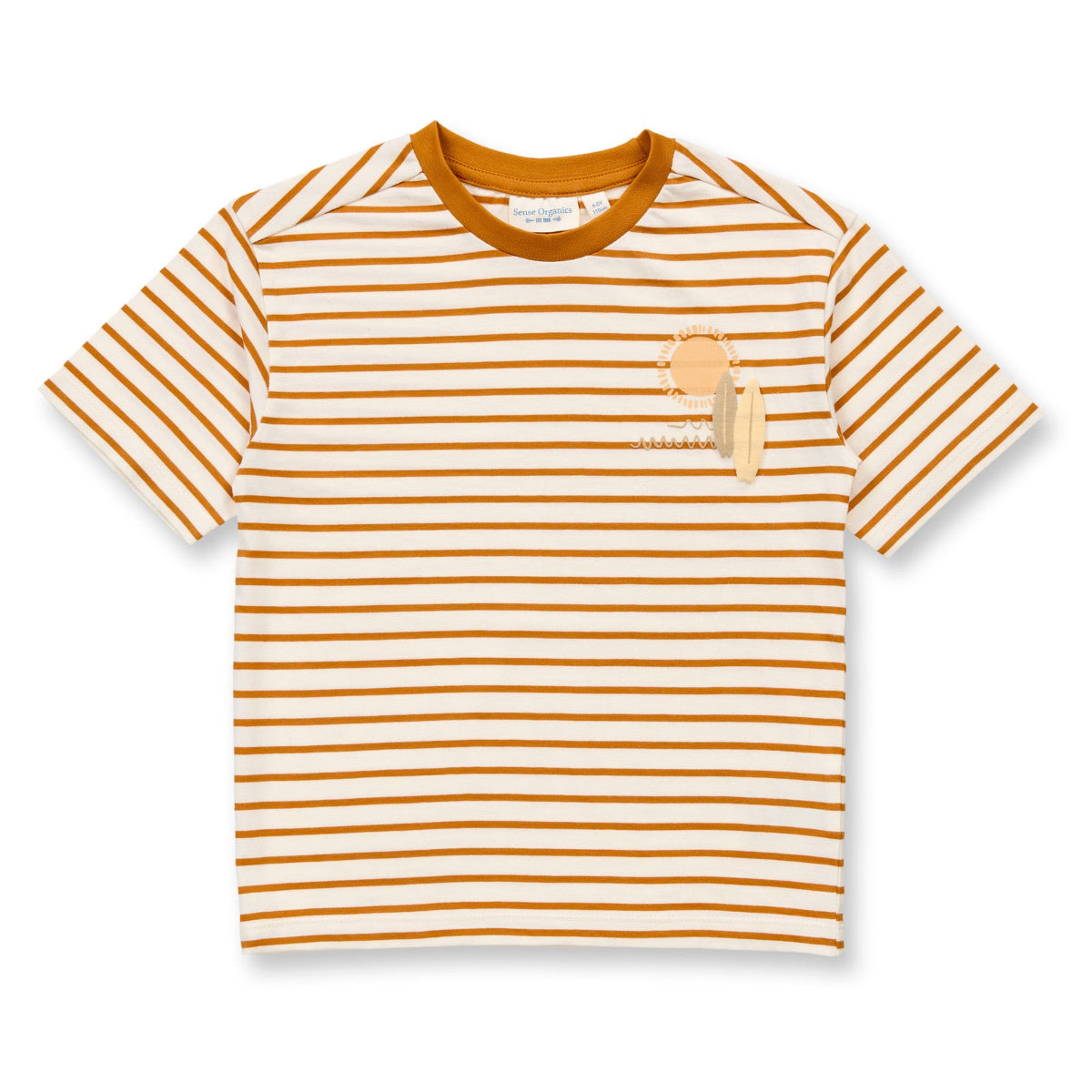 T-Shirt in Cotone Biologico - Righe Senape