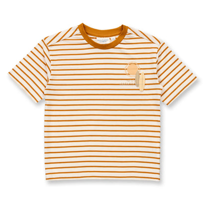 T-Shirt in Cotone Biologico - Righe Senape