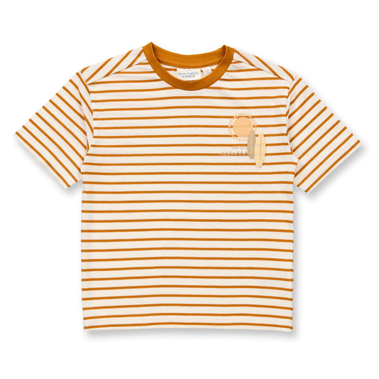 T-Shirt in Cotone Biologico - Righe Senape