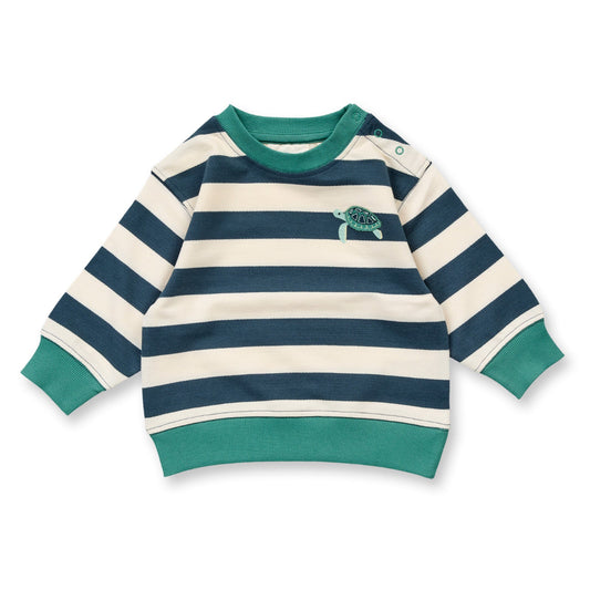 Felpa in Cotone Biologico - Righe Navy