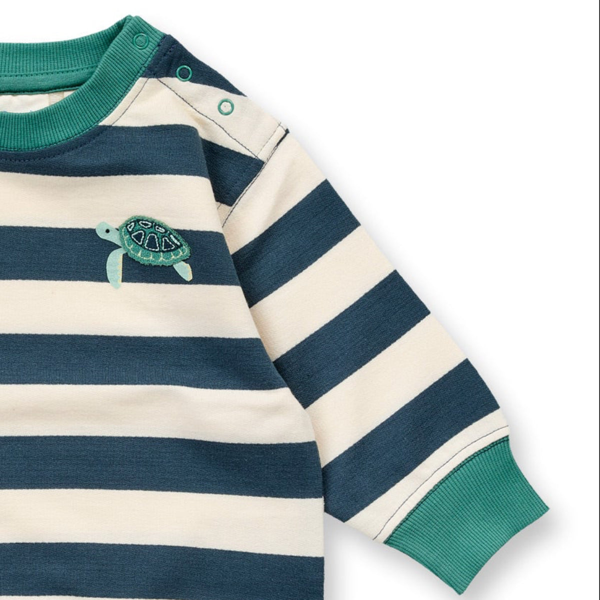 Felpa in Cotone Biologico - Righe Navy