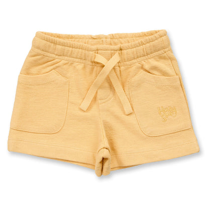 Shorts in spugna di Cotone Biologico - Giallo Pastello