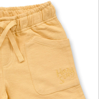 Shorts in spugna di Cotone Biologico - Giallo Pastello