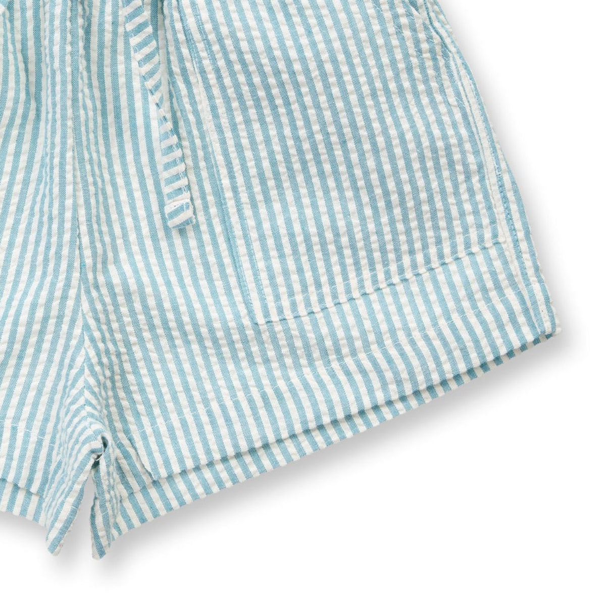 Shorts in Cotone Biologico - Seersucker Blue