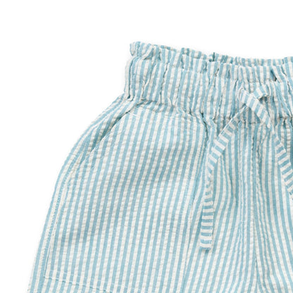 Shorts in Cotone Biologico - Seersucker Blue
