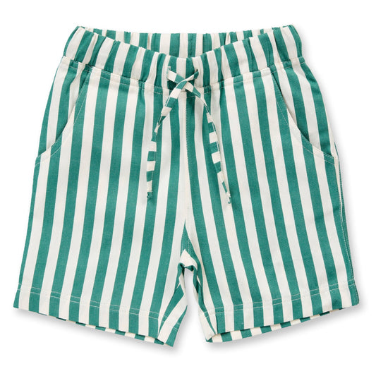 Pantaloncini in Twill di Cotone Biologico - Righe Smeraldo