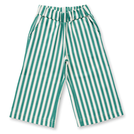 Pantaloni in Twill di Cotone Biologico - Righe Smeraldo