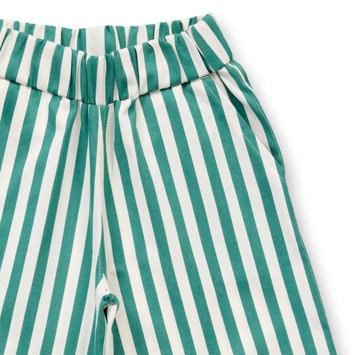 Pantaloni in Twill di Cotone Biologico - Righe Smeraldo